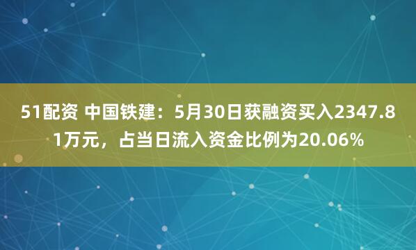 51配资 中国铁建：5月30日获融资买入2347.81万元，占当日流入资金比例为20.06%