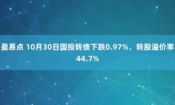 盈易点 10月30日国投转债下跌0.97%，转股溢价率44.7%